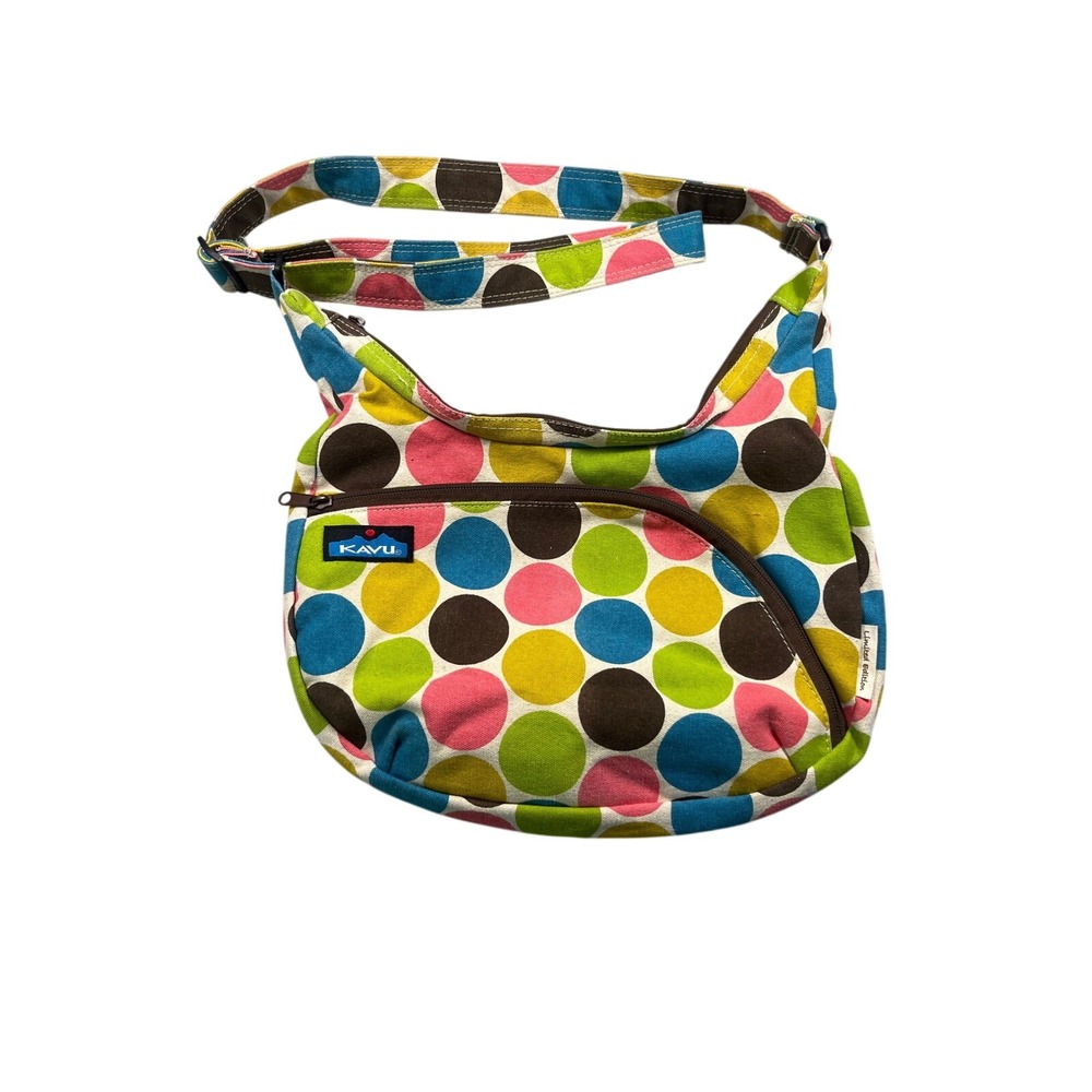 KAVU Limited Edition Polka Dot Canvas Crossbody Shoulder Bag Colorful